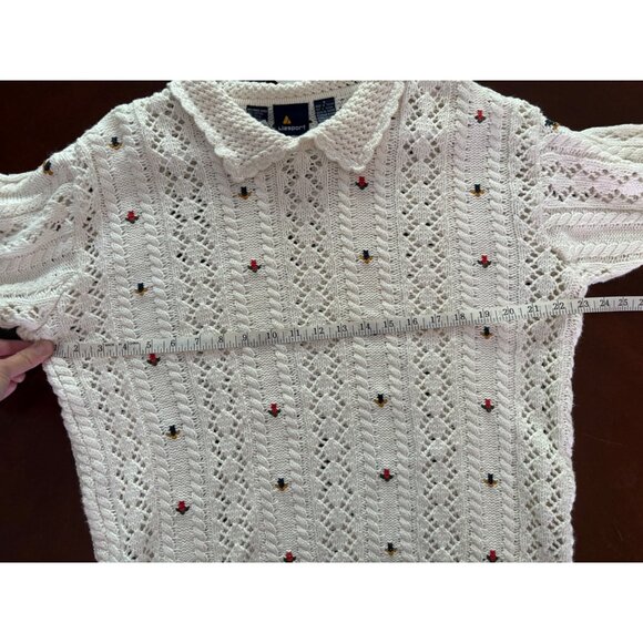 Vintage 90s Cottagecore Liz Sport Floral Embroidered Sweater Size Small - Picture 12 of 14